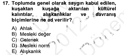 Eğitim Felsefesi 2012-2013 Dönem Sonu Sınavı - 17. soru
