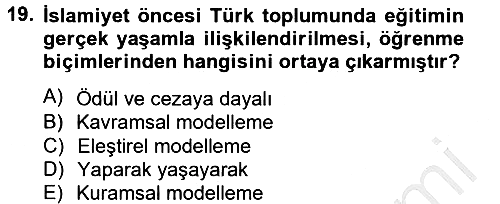 Eğitim Felsefesi 2012-2013 Dönem Sonu Sınavı - 19. soru