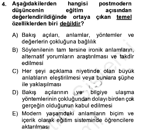 Eğitim Felsefesi 2013-2014 Dönem Sonu Sınavı - 4. soru