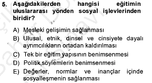 Eğitim Felsefesi 2013-2014 Dönem Sonu Sınavı - 5. soru