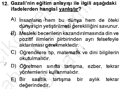 Eğitim Felsefesi 2013-2014 Dönem Sonu Sınavı - 12. soru