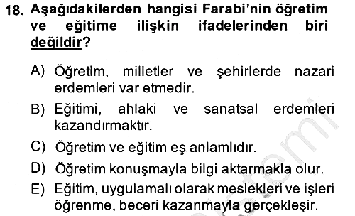 Eğitim Felsefesi 2013-2014 Dönem Sonu Sınavı - 18. soru