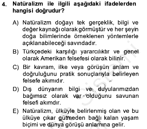 Eğitim Felsefesi 2014-2015 Dönem Sonu Sınavı - 4. soru