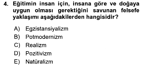 Eğitim Felsefesi 2015-2016 Dönem Sonu Sınavı - 4. soru