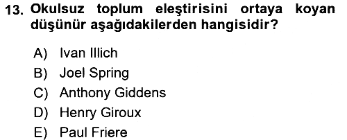 Eğitim Felsefesi 2015-2016 Dönem Sonu Sınavı - 13. soru
