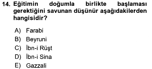 Eğitim Felsefesi 2015-2016 Dönem Sonu Sınavı - 14. soru