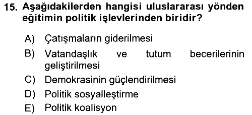 Eğitim Felsefesi 2015-2016 Dönem Sonu Sınavı - 15. soru