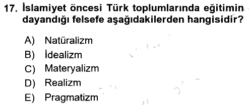 Eğitim Felsefesi 2015-2016 Dönem Sonu Sınavı - 17. soru
