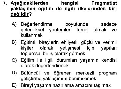Eğitim Felsefesi 2016-2017 Dönem Sonu Sınavı - 7. soru