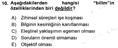 Eğitim Felsefesi 2016-2017 Dönem Sonu Sınavı - 10. soru