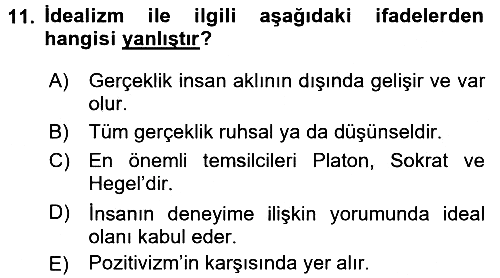 Eğitim Felsefesi 2016-2017 Dönem Sonu Sınavı - 11. soru