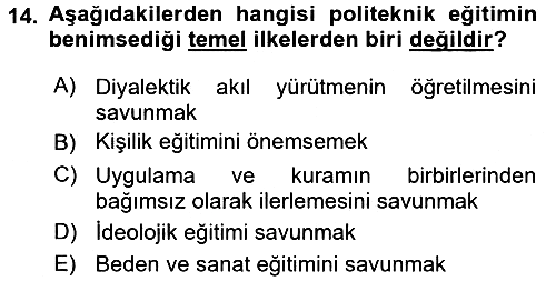 Eğitim Felsefesi 2016-2017 Dönem Sonu Sınavı - 14. soru