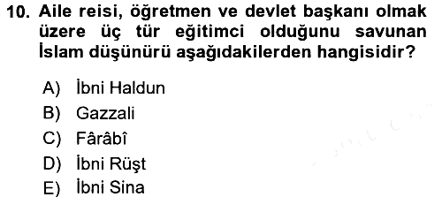 Eğitim Felsefesi 2017-2018 Dönem Sonu Sınavı - 10. soru
