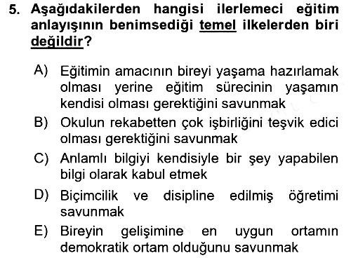 Eğitim Felsefesi 2018-2019 Dönem Sonu Sınavı - 5. soru
