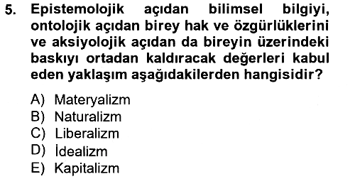 Eğitim Felsefesi 2014-2015 Tek Ders Sınavı - 5. soru