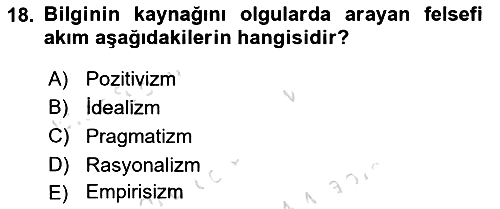 Eğitim Felsefesi 2024-2025 Ara Sınav - 18. soru