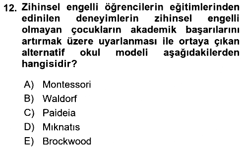 Eğitim Felsefesi 2021-2022 Dönem Sonu Sınavı - 12. soru