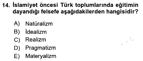 Eğitim Felsefesi 2021-2022 Dönem Sonu Sınavı - 14. soru