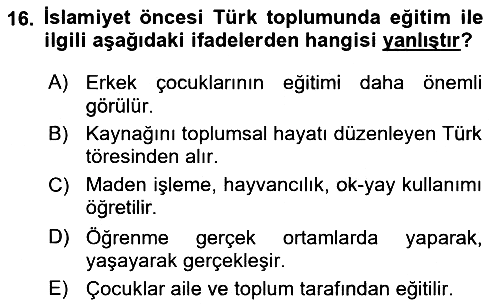 Eğitim Felsefesi 2023-2024 Yaz Okulu Sınavı - 16. soru