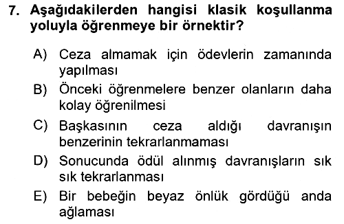 Eğitim Psikolojisi 2018-2019 3 Ders Sınavı - 7. soru