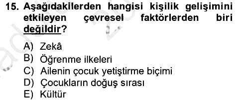 Eğitim Psikolojisi 2013-2014 Ara Sınav - 15. soru