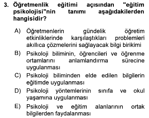 Eğitim Psikolojisi 2017-2018 Ara Sınav - 3. soru