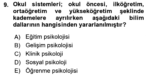 Eğitim Psikolojisi 2024-2025 Ara Sınav - 9. soru