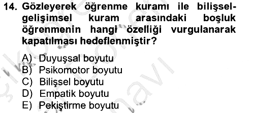 Eğitim Psikolojisi 2013-2014 Dönem Sonu Sınavı - 14. soru