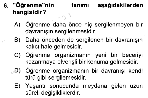 Eğitim Psikolojisi 2016-2017 Dönem Sonu Sınavı - 6. soru