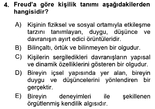 Eğitim Psikolojisi 2018-2019 Dönem Sonu Sınavı - 4. soru