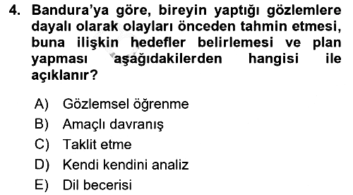 Eğitim Psikolojisi 2021-2022 Dönem Sonu Sınavı - 4. soru