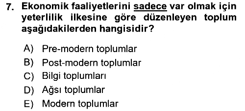 Ekonomi Sosyolojisi 2016-2017 3 Ders Sınavı - 7. soru