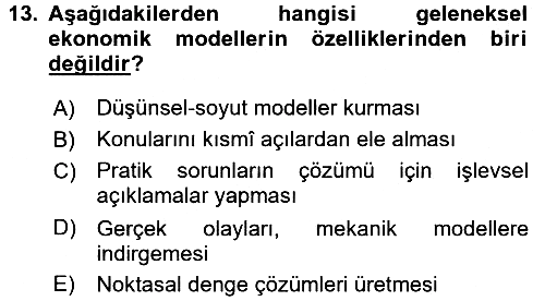 Ekonomi Sosyolojisi 2017-2018 3 Ders Sınavı - 13. soru