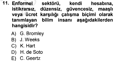 Ekonomi Sosyolojisi 2012-2013 Ara Sınav - 11. soru