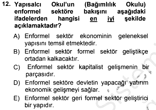 Ekonomi Sosyolojisi 2012-2013 Ara Sınav - 12. soru