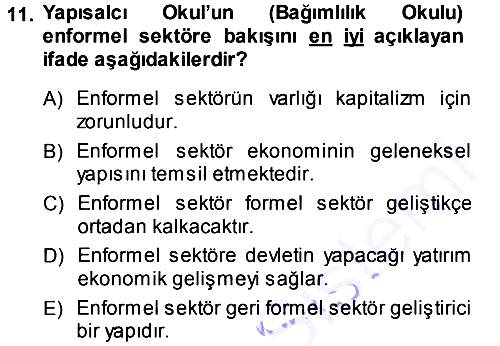 Ekonomi Sosyolojisi 2013-2014 Ara Sınav - 11. soru