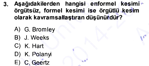 Ekonomi Sosyolojisi 2014-2015 Ara Sınav - 3. soru