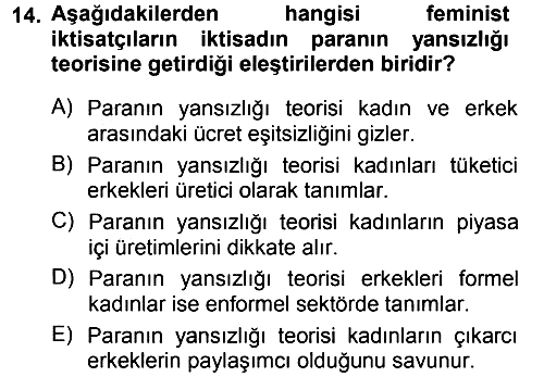 Ekonomi Sosyolojisi 2014-2015 Ara Sınav - 14. soru