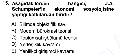 Ekonomi Sosyolojisi 2014-2015 Ara Sınav - 15. soru