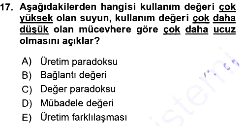 Ekonomi Sosyolojisi 2015-2016 Ara Sınav - 17. soru
