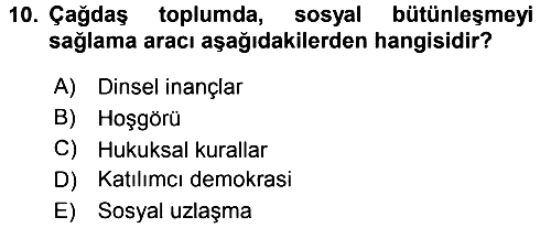 Ekonomi Sosyolojisi 2016-2017 Ara Sınav - 10. soru