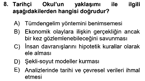Ekonomi Sosyolojisi 2019-2020 Ara Sınav - 8. soru