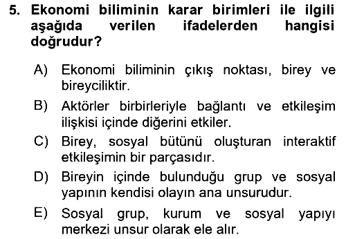 Ekonomi Sosyolojisi 2024-2025 Ara Sınav - 5. soru