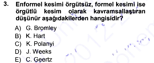 Ekonomi Sosyolojisi 2012-2013 Dönem Sonu Sınavı - 3. soru