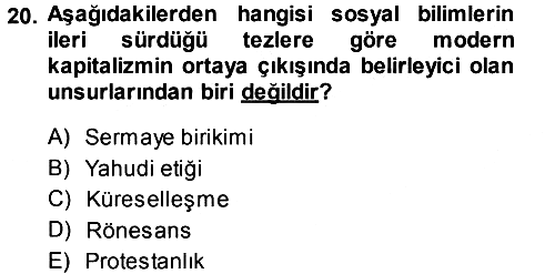Ekonomi Sosyolojisi 2013-2014 Dönem Sonu Sınavı - 20. soru