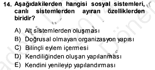 Ekonomi Sosyolojisi 2014-2015 Dönem Sonu Sınavı - 14. soru