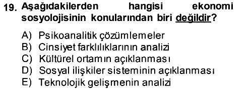 Ekonomi Sosyolojisi 2014-2015 Dönem Sonu Sınavı - 19. soru