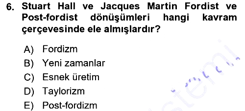 Ekonomi Sosyolojisi 2015-2016 Dönem Sonu Sınavı - 6. soru