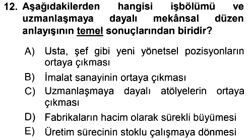 Ekonomi Sosyolojisi 2016-2017 Dönem Sonu Sınavı - 12. soru
