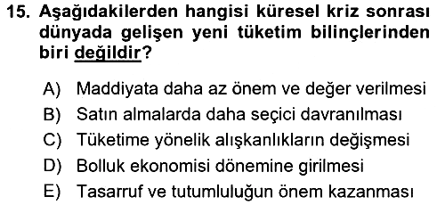 Ekonomi Sosyolojisi 2016-2017 Dönem Sonu Sınavı - 15. soru